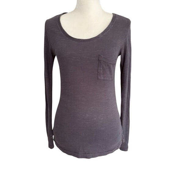 Rag & Bone Slub Knit Long Sleeve Shirt Women's XS Round Neck Dark Gray *FLAW* - Picture 2 of 15